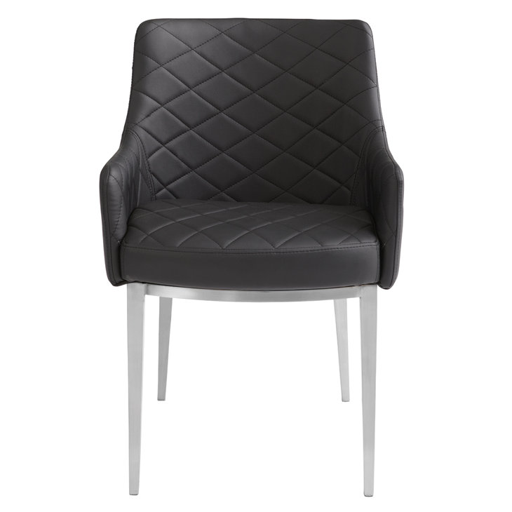 Black Faux Leather Armchair with Metal Legs