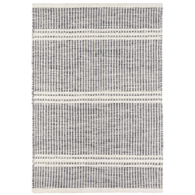 Gray and Ivory Striped Handmade Wool Area Rug