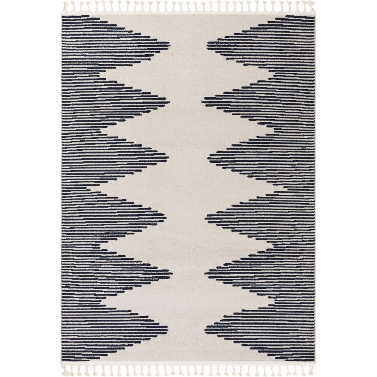 Ivory Geometric Flatweave Synthetic 5' x 7' Area Rug