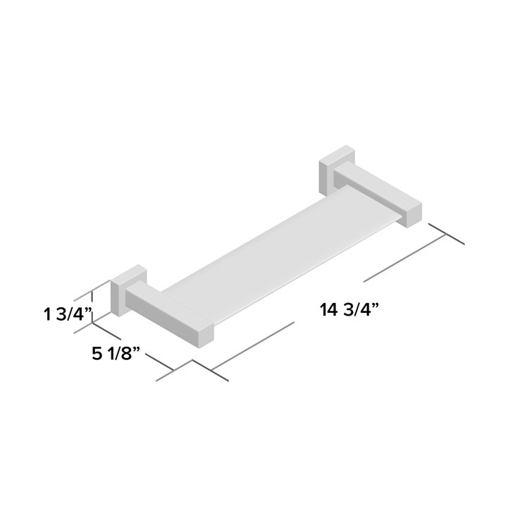 Polished Stainless Steel and Glass Modern Bathroom Shelf