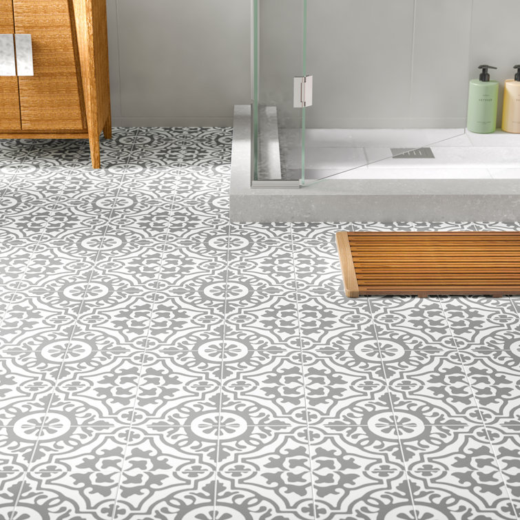 Remy 8" x 8" Gray Matte Cement Encaustic Tile
