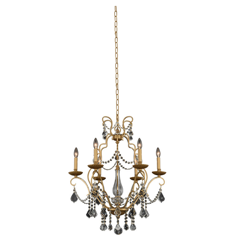 Elise Gold Patina 6-Light Crystal Candle Chandelier