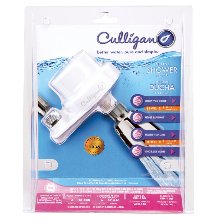 Culligan White Plastic Inline Showerhead Filtration System