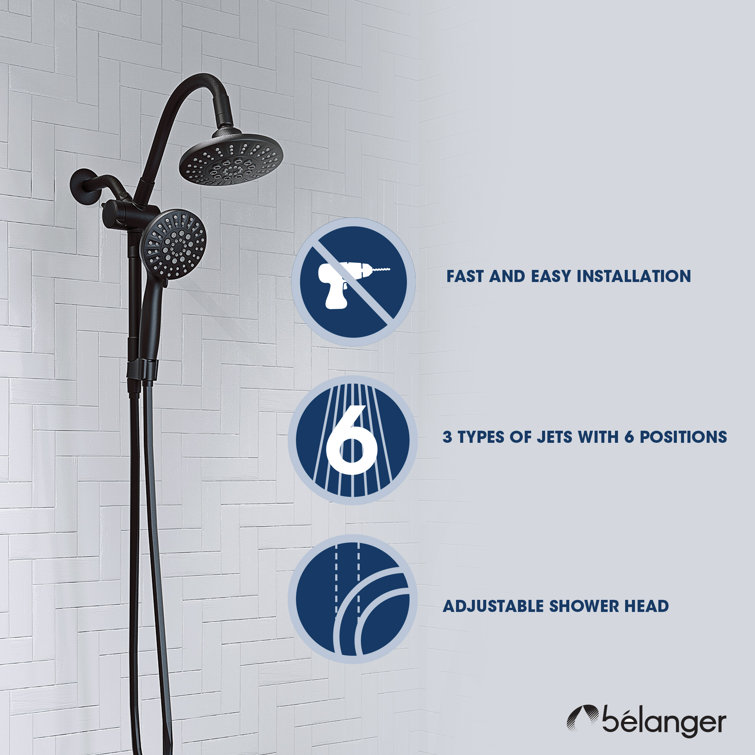 Chrome Dual Shower Head with Handheld and Jet Functions