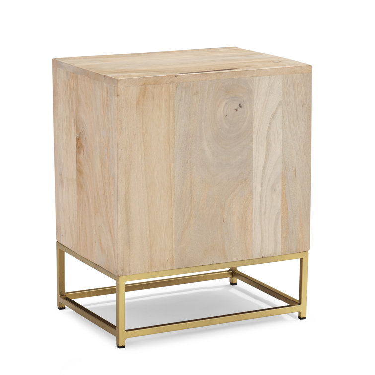 Janie 2-Drawer Natural Rattan and Gold Metal Office Cabinet
