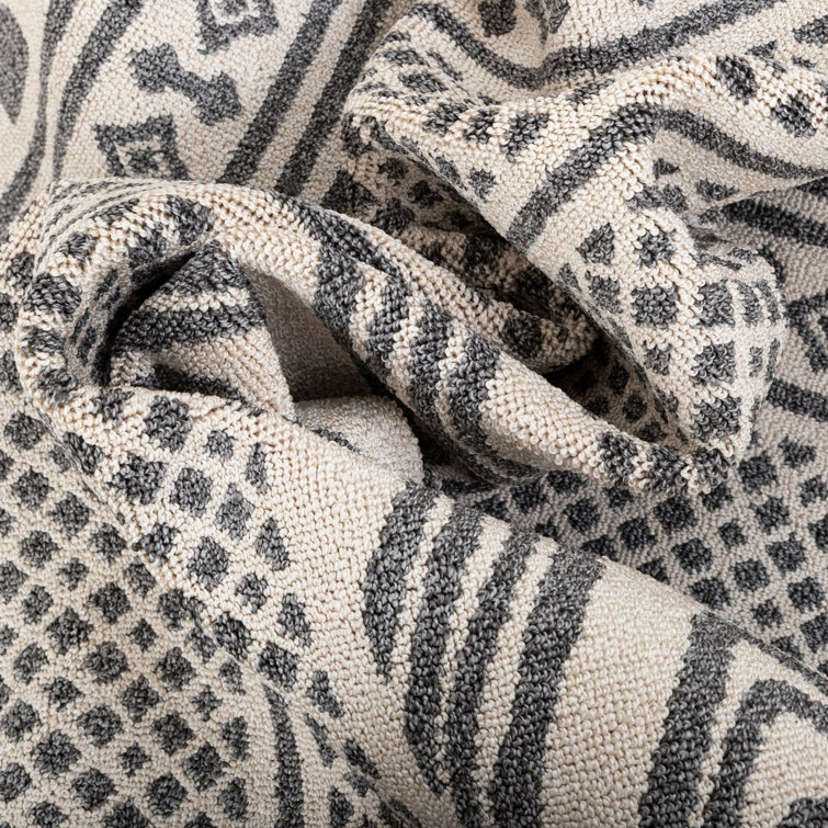 Gray Geometric Medium Pile Synthetic Area Rug