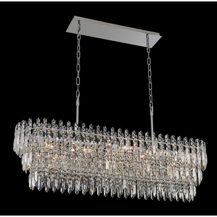 Pandoro 10-Light Crystal and Chrome Linear Chandelier