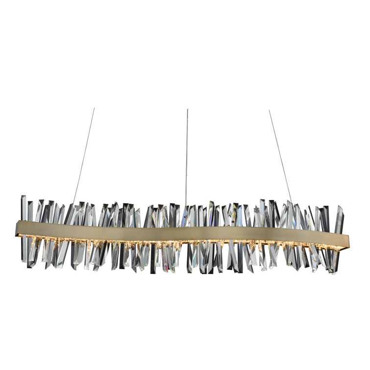 Allegri Glacier 60" LED Wave Island Light in Matte Black & Gold