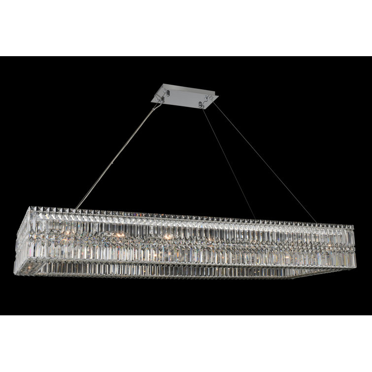 Rettangolo 60" Chrome Crystal Linear Chandelier