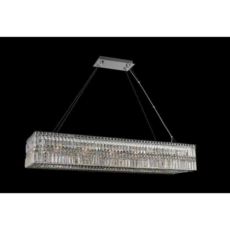 Rettangolo 50" Chrome Linear Chandelier with Firenze Crystals
