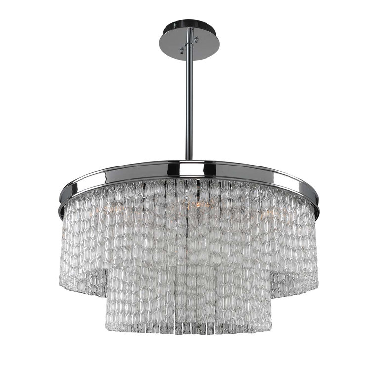 Savena Crystal Chrome 8-Light 25" Drum Chandelier