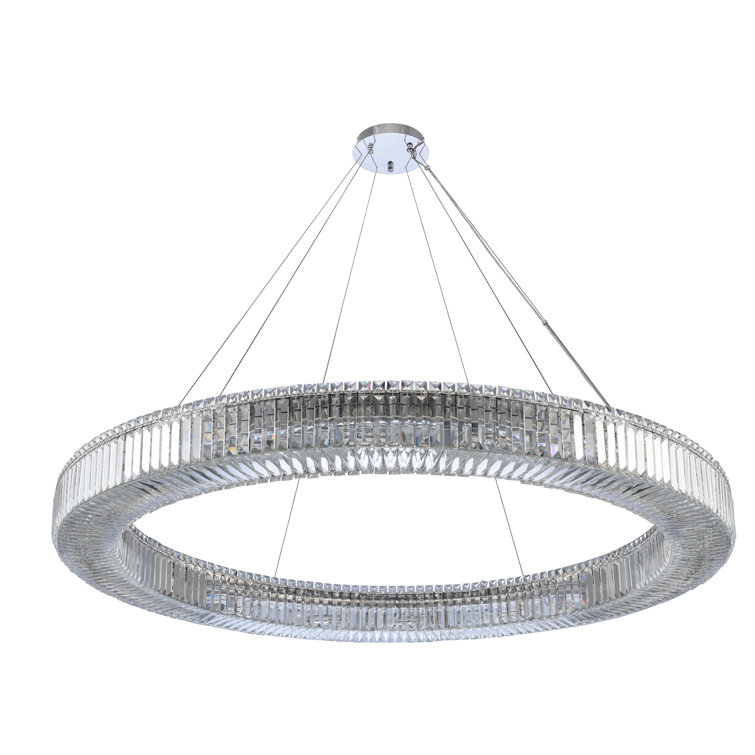 Rondelle 60 Inch Chrome Crystal Geometric Chandelier