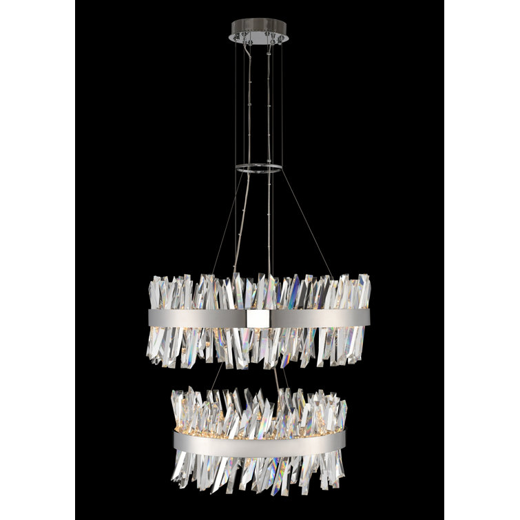 Glacier Matte Black and Chrome LED Crystal Pendant Light