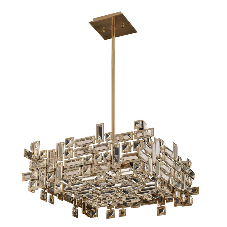 21-Inch Gold Crystal Rectilinear Chandelier