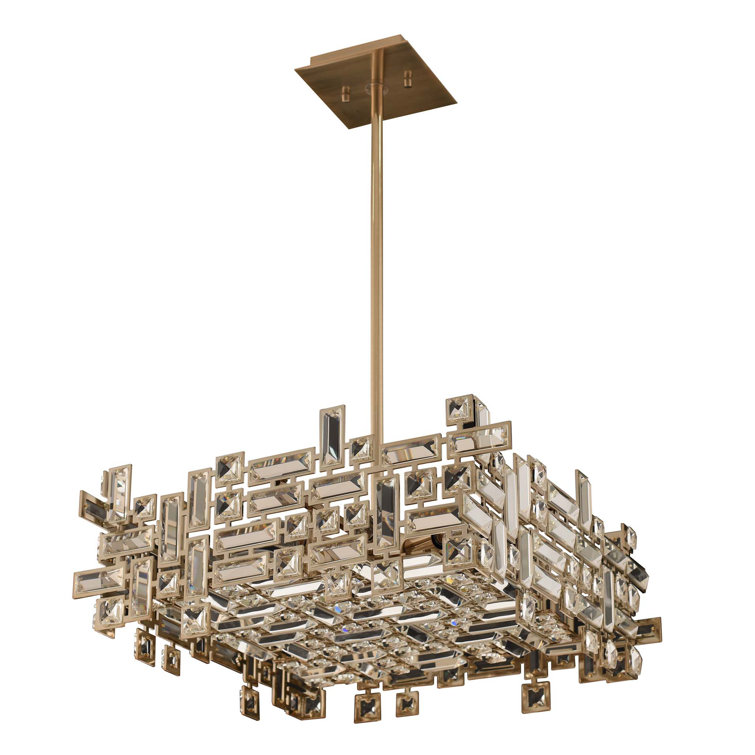 21-Inch Gold Crystal Rectilinear Chandelier
