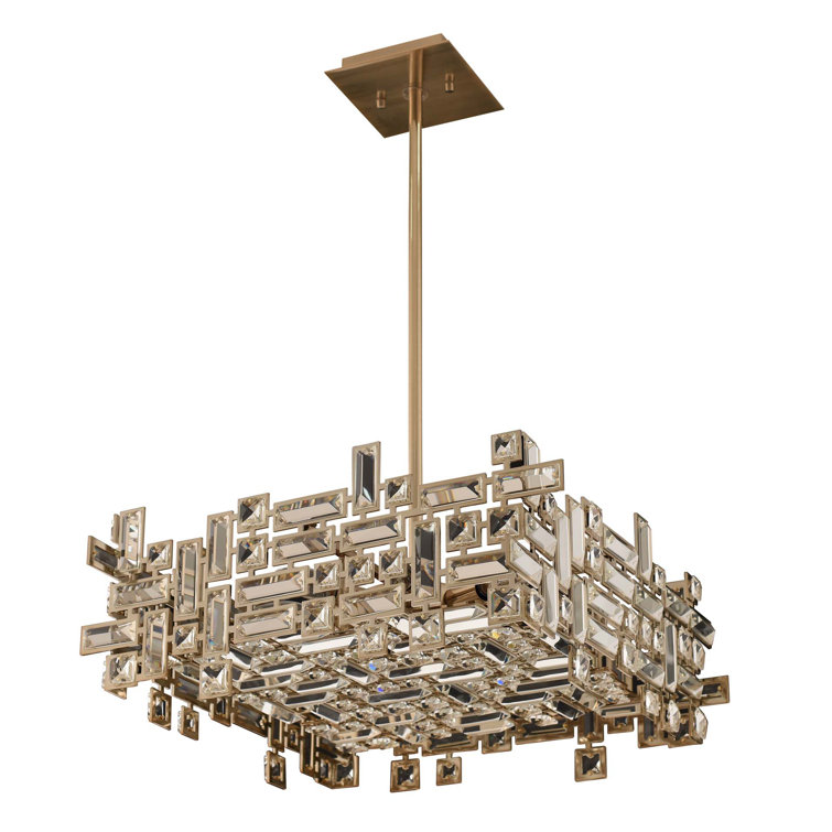 21-Inch Gold Crystal Rectilinear Chandelier