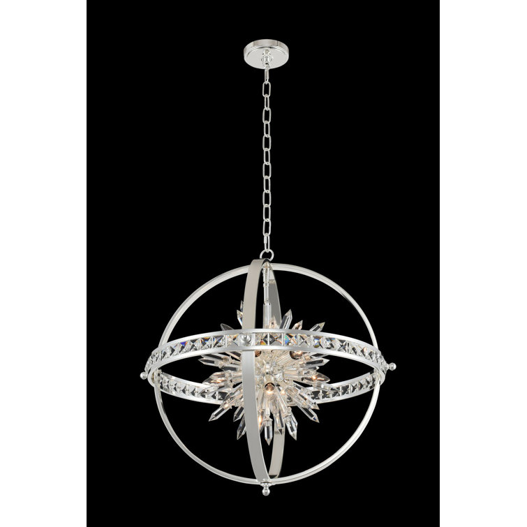 Angelo 26" Polished Silver Crystal Globe Chandelier