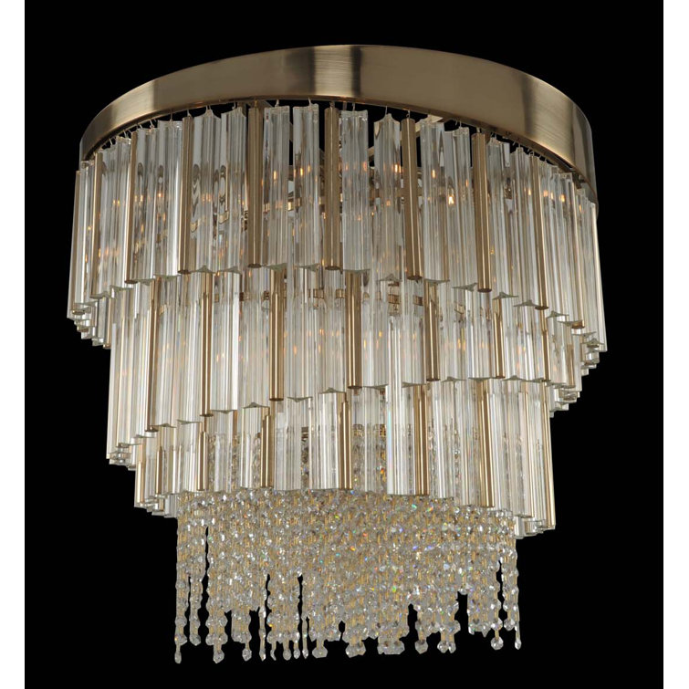 Brushed Champagne Gold 27" Crystal Tiered Chandelier