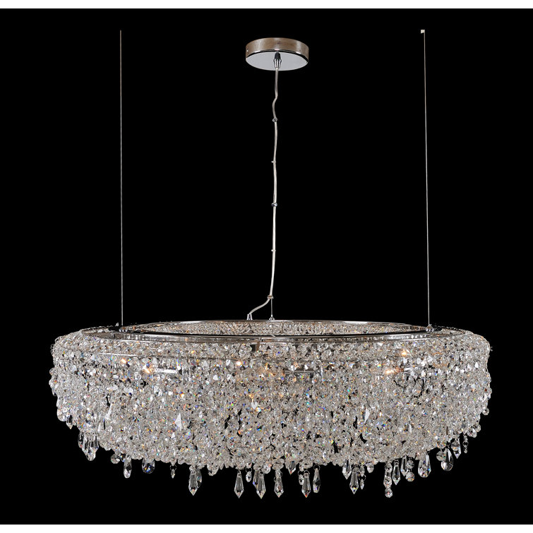 Voltare Crystal Drum 12-Light Chrome Pendant Chandelier