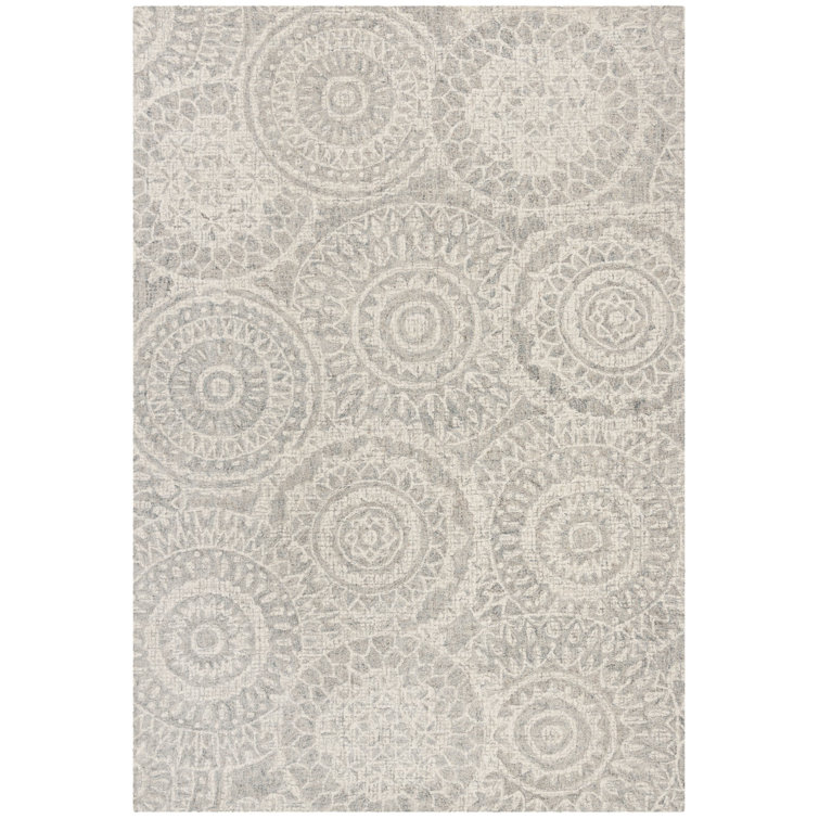 Gray Abstract Handmade Wool 4' x 6' Tufted Area Rug