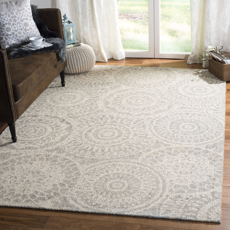 Gray Abstract Handmade Wool 4' x 6' Tufted Area Rug
