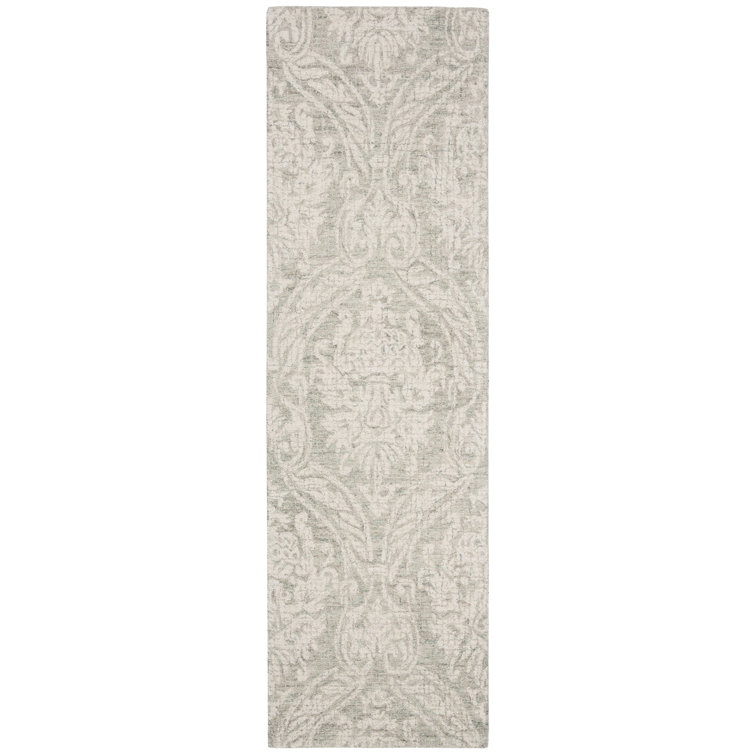 Abstract Tufted Handmade Wool Area Rug in Gray and Ivory