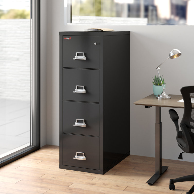 Black 4-Drawer Fire Resistant Steel Filing Cabinet