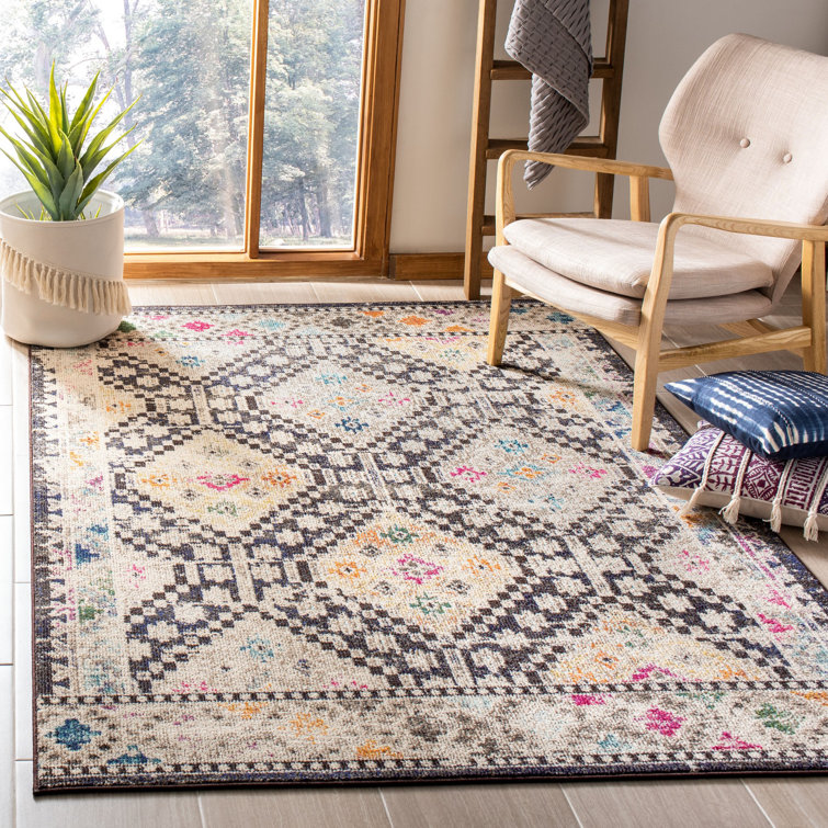 Chic Metro-Mod Black and Yellow Square Synthetic Area Rug