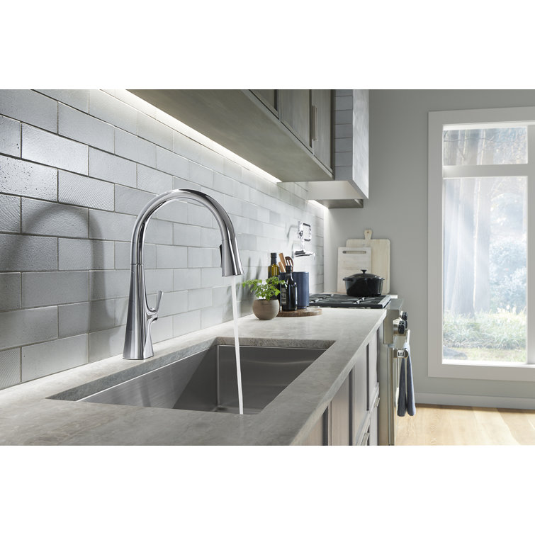 Polished Chrome Pull-Down Kitchen Faucet with Sprayhead