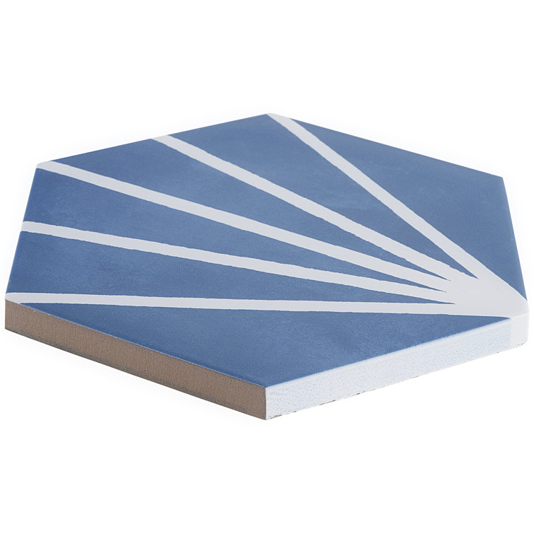 Blue and White Hexagon Matte Porcelain Tile for Floors and Walls
