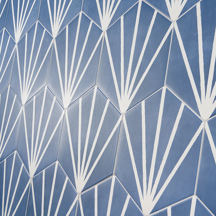 Blue and White Hexagon Matte Porcelain Tile for Floors and Walls