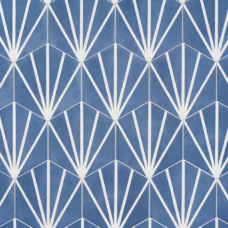 Blue and White Hexagon Matte Porcelain Tile for Floors and Walls