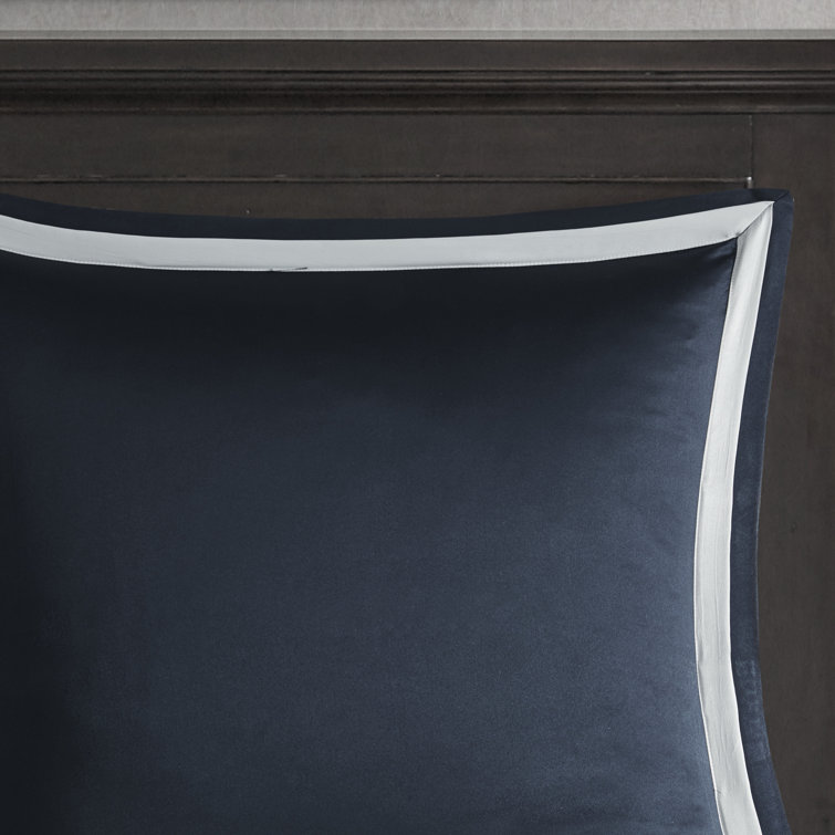 Navy and Silver Jacquard 8-Piece Queen Comforter Set