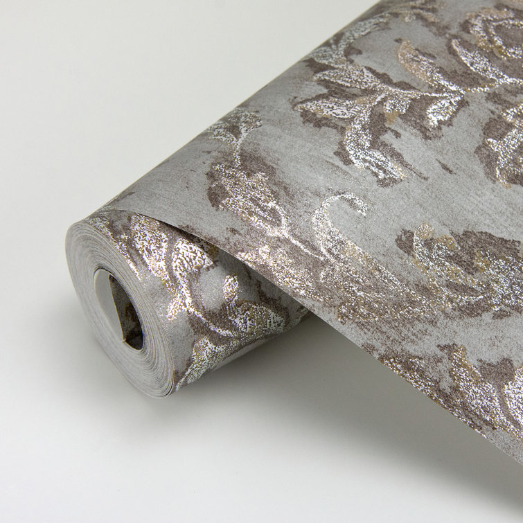 Bronze Semi-Gloss Non-Woven Damask Wallpaper Roll