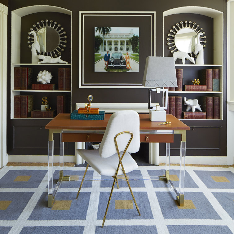 Maxime Rialto Charcoal Velvet Upholstered Side Chair with Polished Brass