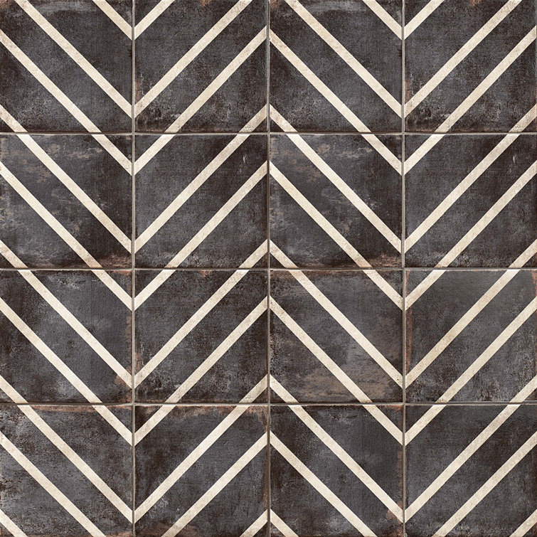 Vivace 9" x 9" Glossy Porcelain Patterned Field Tile