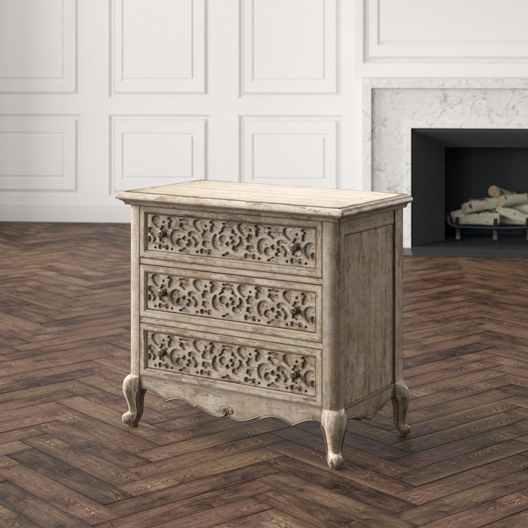 Chatelet Beige 3-Drawer Traditional Nightstand