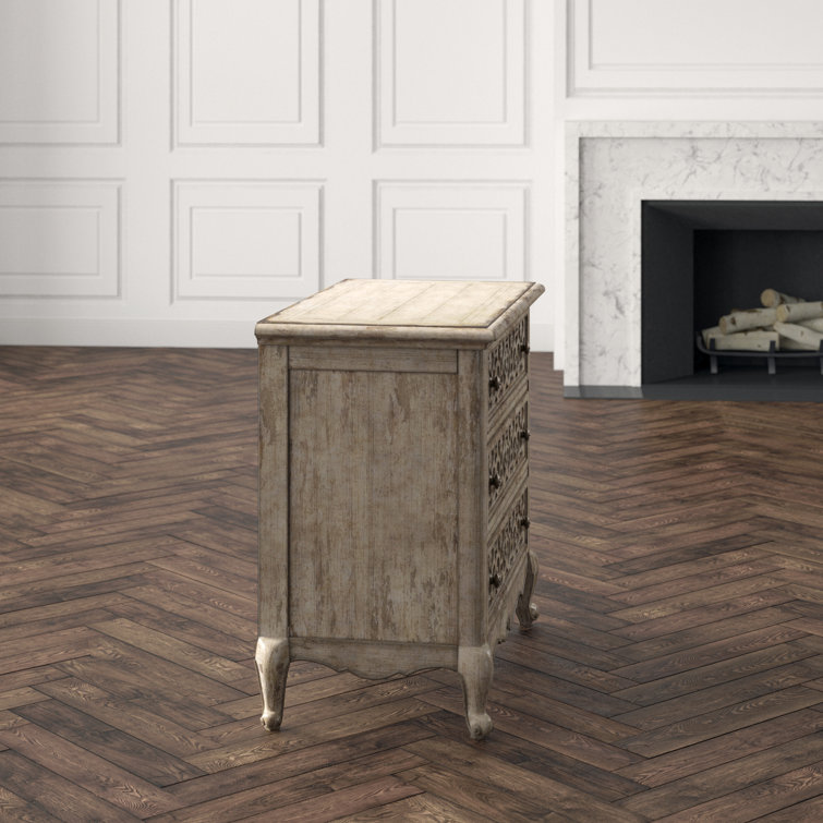 Chatelet Beige 3-Drawer Traditional Nightstand