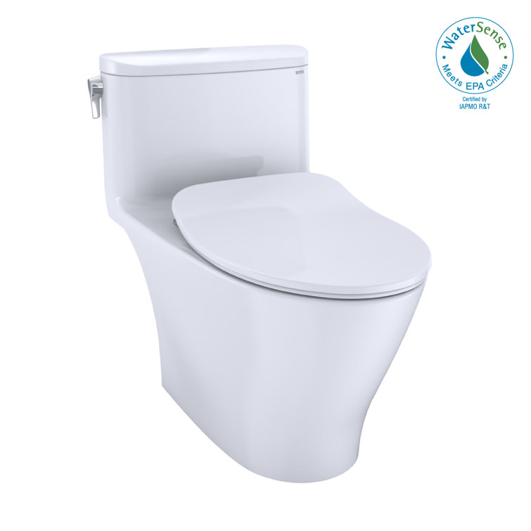 White High Efficiency Elongated One-Piece Toilet with Seat