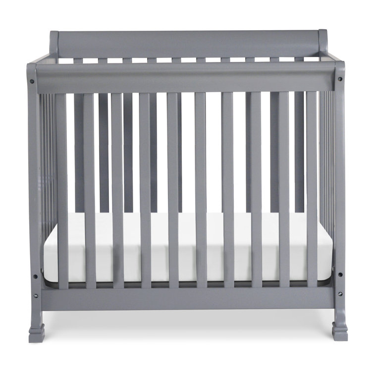 Gray Convertible Mini Crib with Twin Bed Option