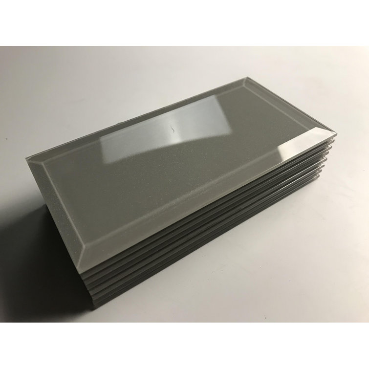 Glittery Gray 3x6 Beveled Glass Subway Wall Tile
