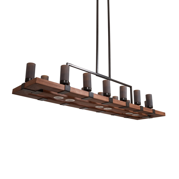 Walnut and Bronze 14-Light LED Kitchen Island Pendant