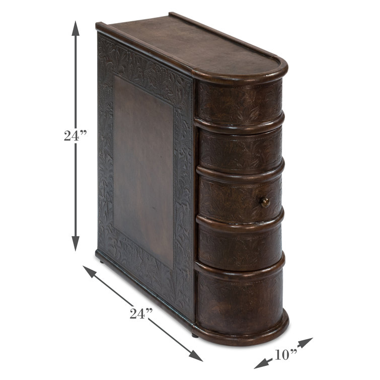 Barnes Embossed Leather and Brass 24" Rectangular End Table