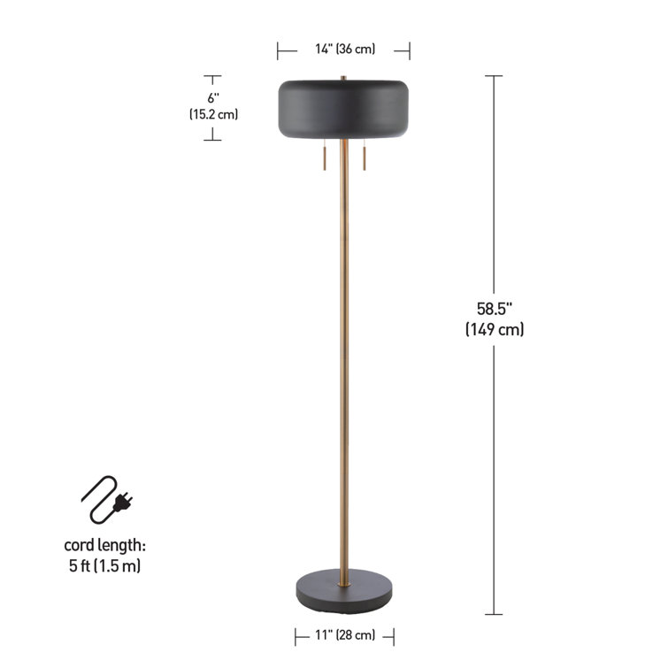 Elegant Dual-Bulb Metallic Dark Gray Floor Lamp with Energy-Saving Design