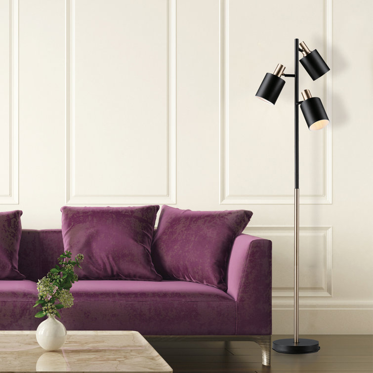 Adjustable 67'' Matte Black 3-Light Track Tree Floor Lamp
