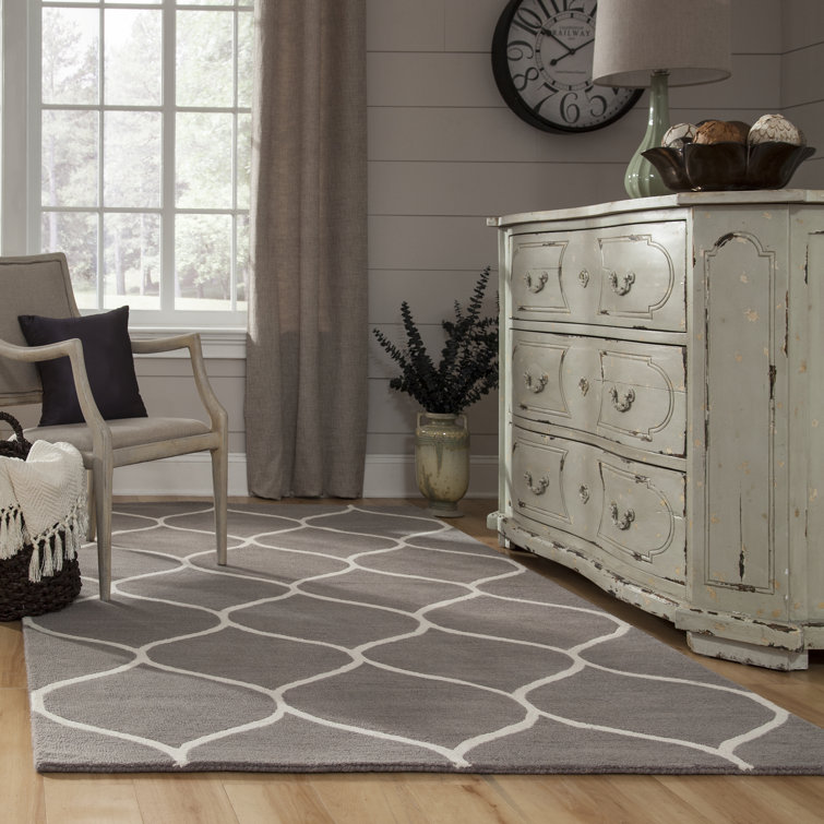 Elegant Gray Hand-Tufted Wool Rectangular Rug, 8' x 10'
