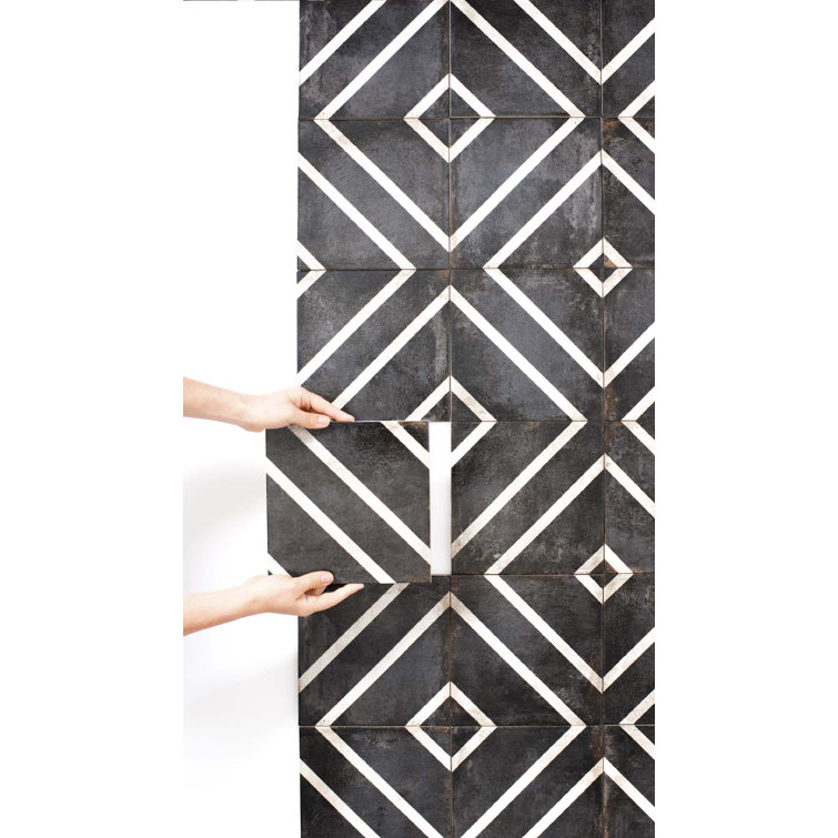 Vivace 9" x 9" Glossy Porcelain Patterned Field Tile