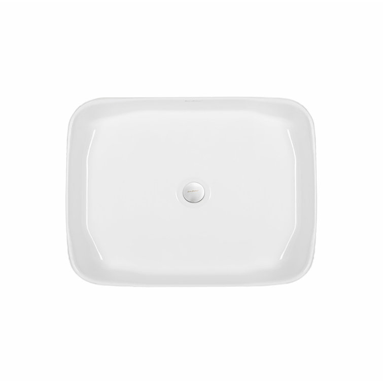 White Ceramic Above-Counter Rectangular Vessel Sink