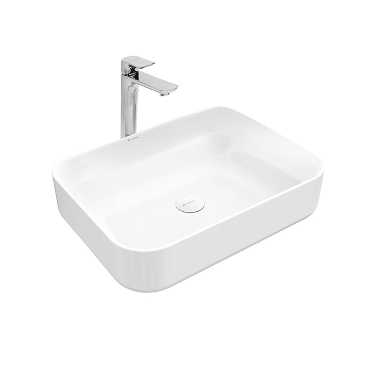 White Ceramic Above-Counter Rectangular Vessel Sink