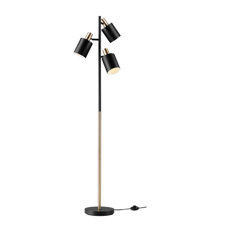 Adjustable 67'' Matte Black 3-Light Track Tree Floor Lamp